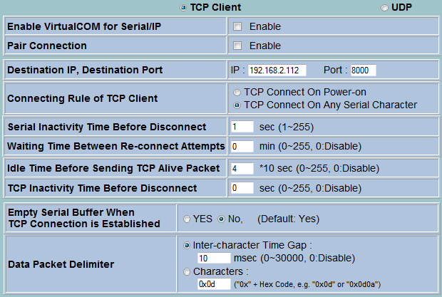 atop SE5001 TCP client