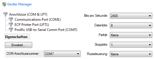 Konfiguration Virtueller COM Port